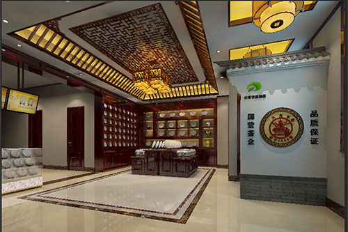 涡阳古朴典雅的中式茶叶店大堂设计效果图